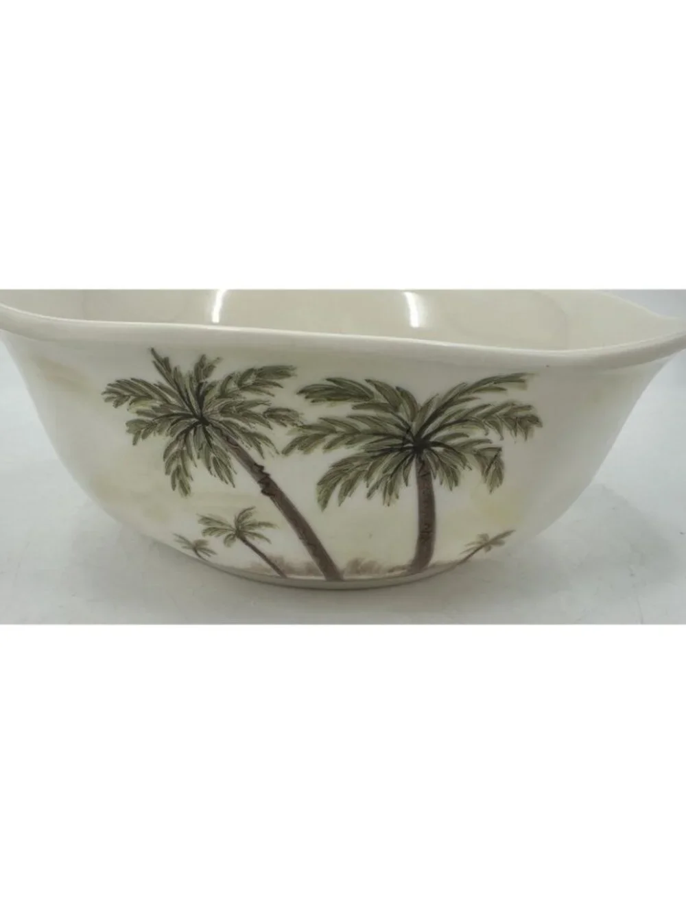 Ping’s Melamine Serving Bowl Palm Trees Green Tropical Coastal Beach 8.25